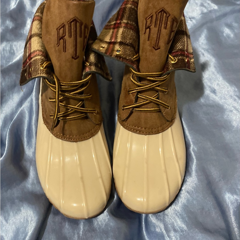 Marleylily Duck Boots - Brown and Cream